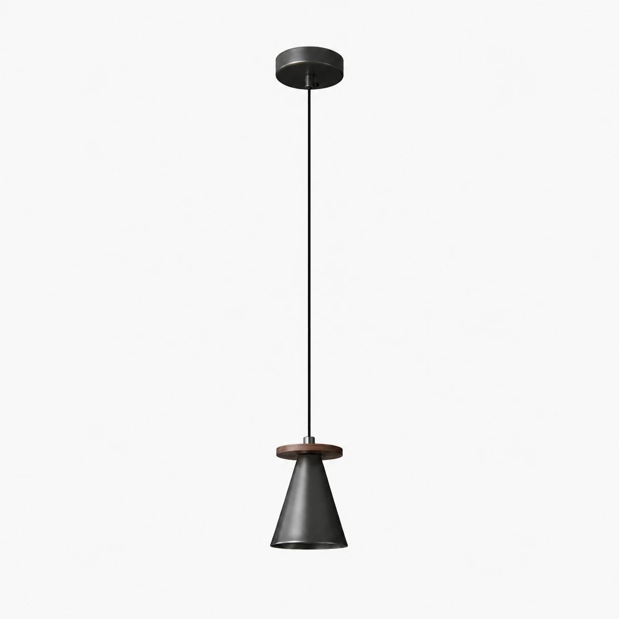 Black and walnut wood mini pendant light