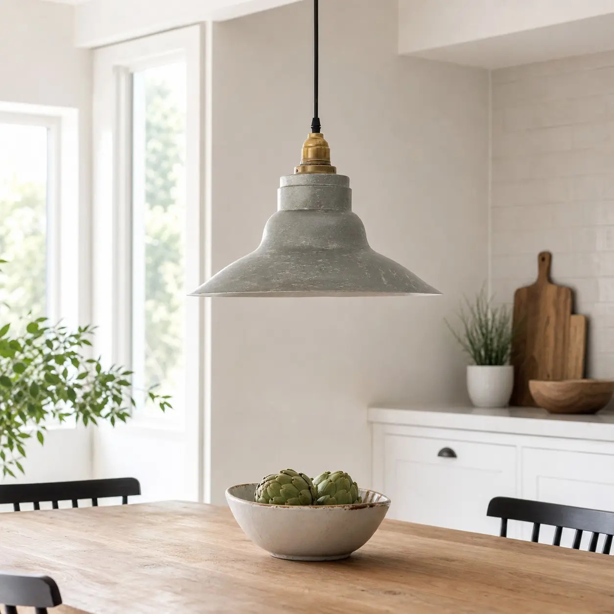 Vintage pendant lamp in an industrial style room