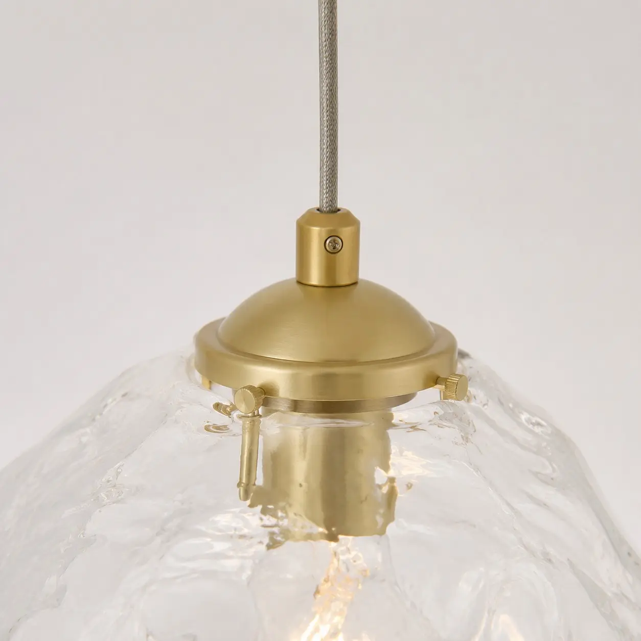 Close-up of glass shade connector