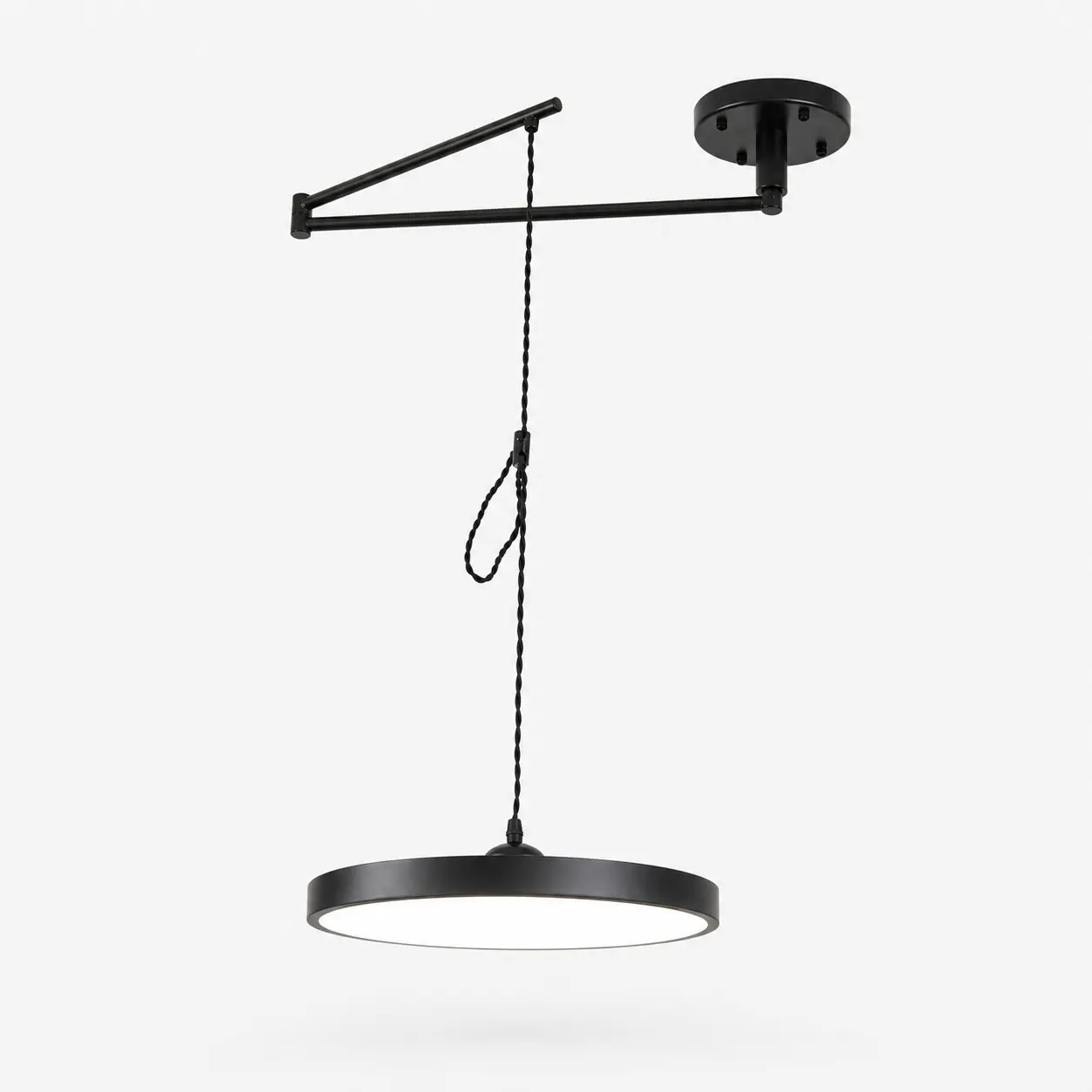 Black 50 cm movable round pendant light